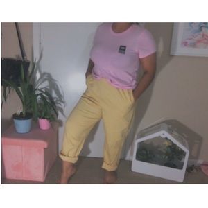 Pastel yellow pants!